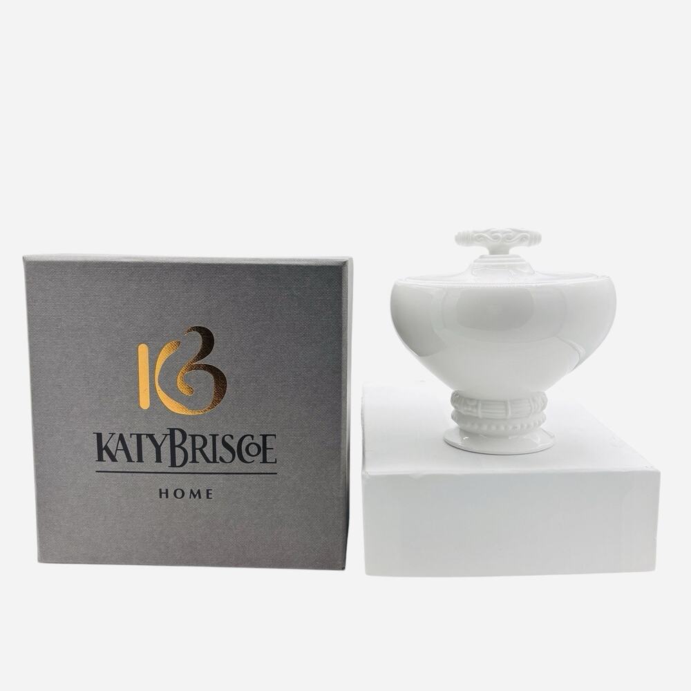 Katy Briscoe Covered Sugar Bowl Bangles Collection White Bone China NEW w/‎ Box
